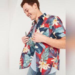 Old Navy Mens Size XL Tropical Floral Print Shirt Hawaiian Beachy Resortwear